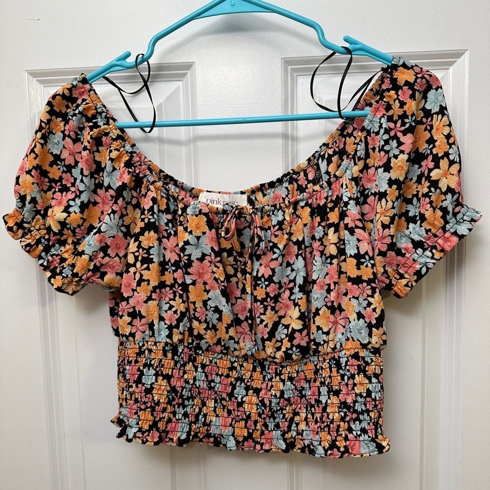 Pink-rose Women's Multi Crop-top